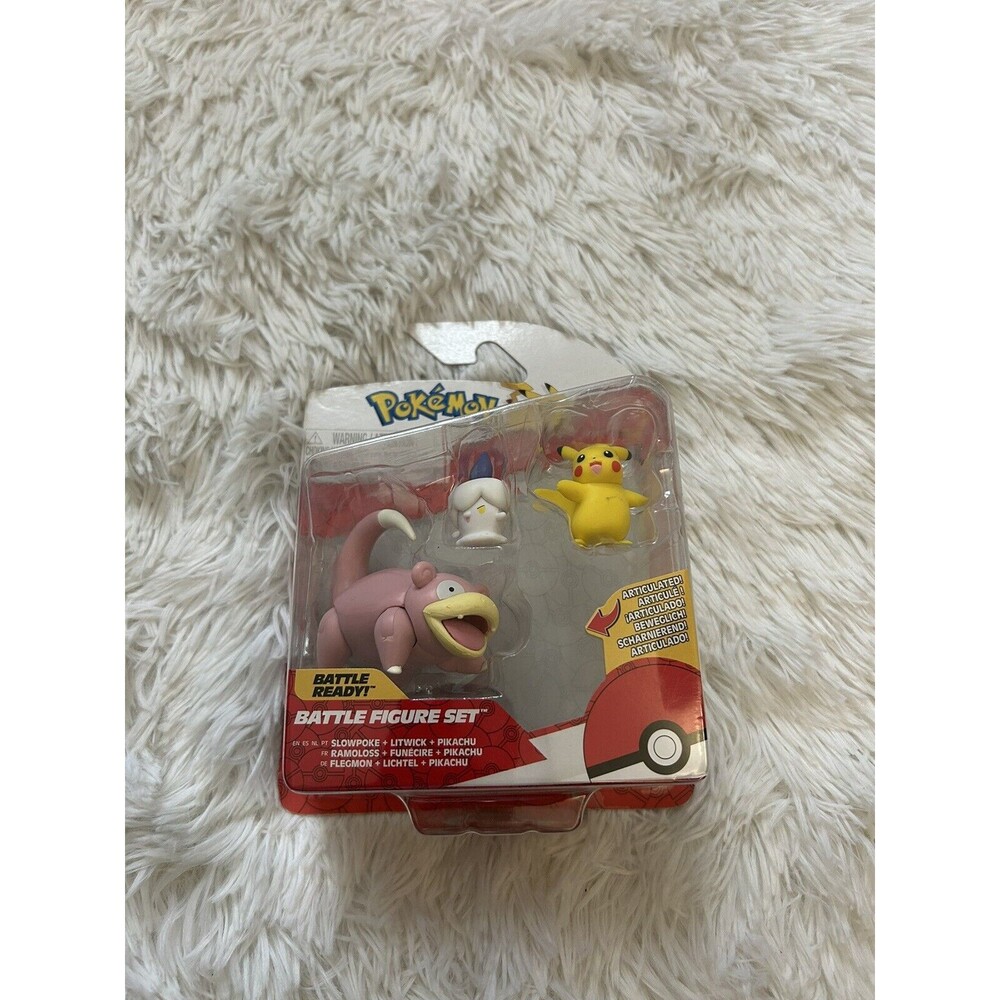 Pokemon Battle Figure Set Slowpoke Litwick Pikachu Collectibles New